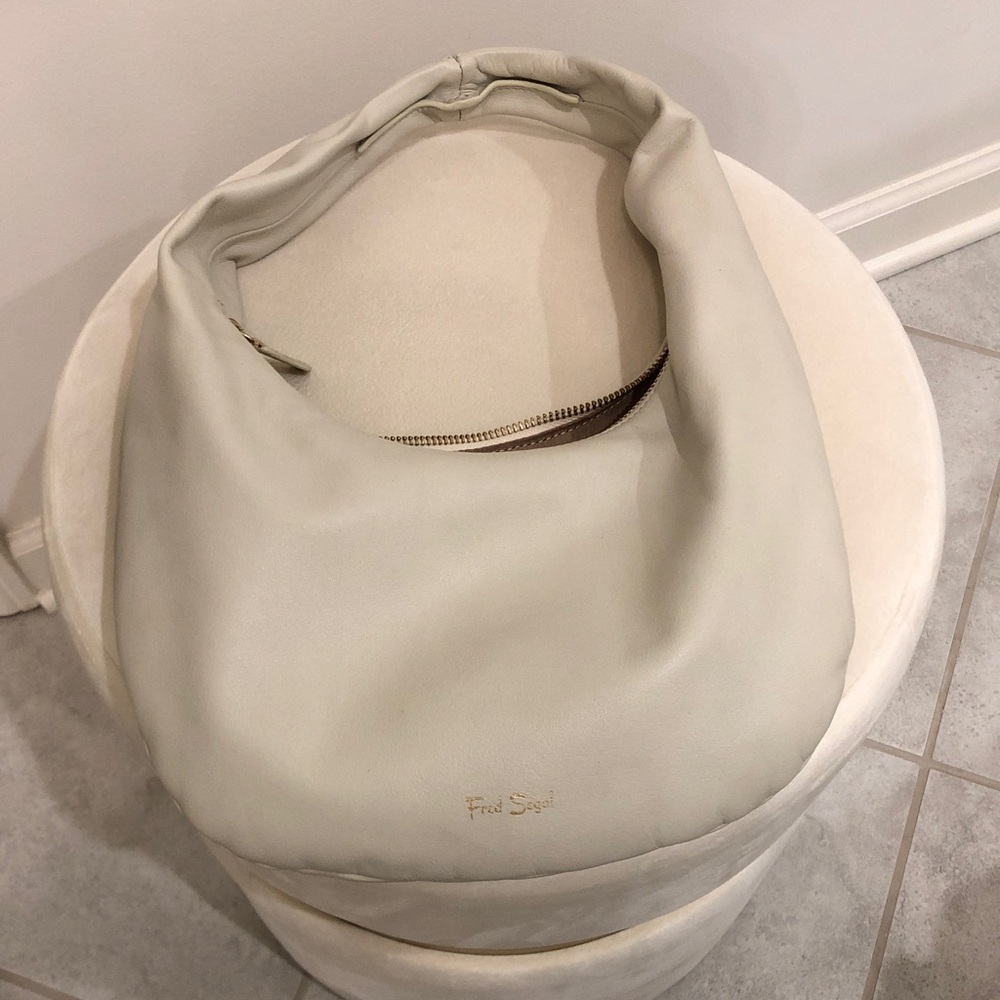 Fred Segal Cream Leather Hobo Bag